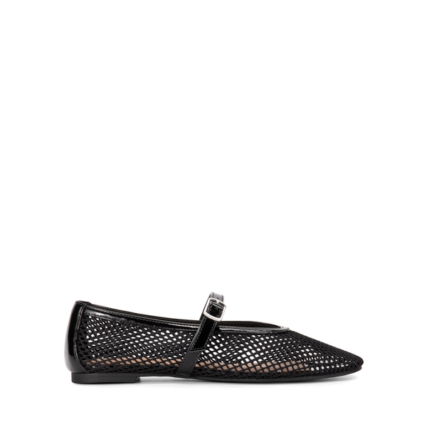 Mesh Mary Jane Ballet Flats - BLACK - 1
